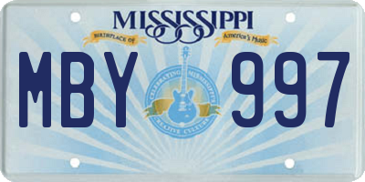 MS license plate MBY997