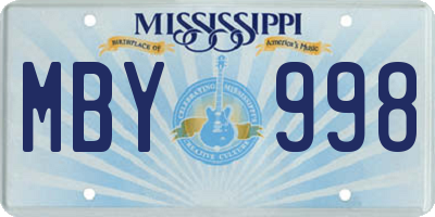 MS license plate MBY998