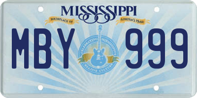 MS license plate MBY999