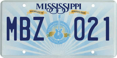 MS license plate MBZ021
