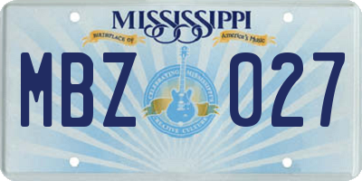 MS license plate MBZ027