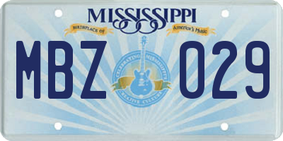 MS license plate MBZ029