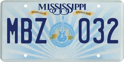 MS license plate MBZ032