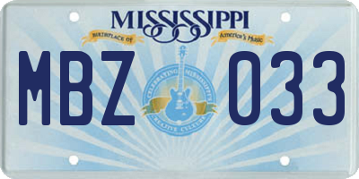 MS license plate MBZ033