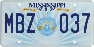 MS license plate MBZ037