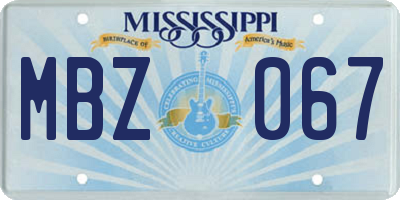 MS license plate MBZ067