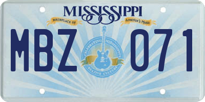 MS license plate MBZ071
