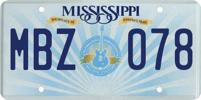 MS license plate MBZ078