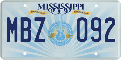 MS license plate MBZ092