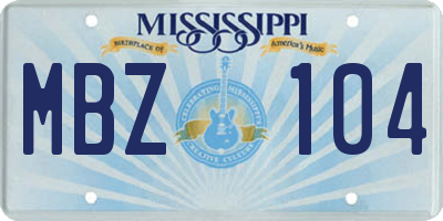 MS license plate MBZ104