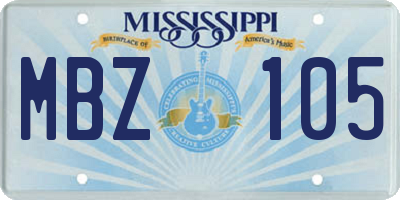 MS license plate MBZ105