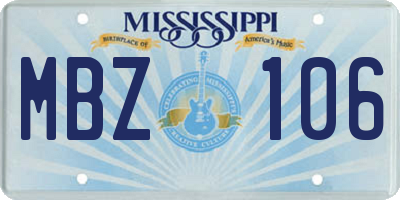 MS license plate MBZ106