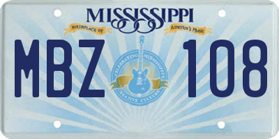 MS license plate MBZ108