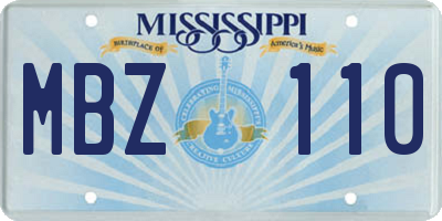 MS license plate MBZ110