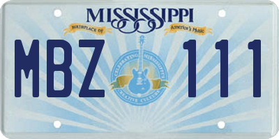 MS license plate MBZ111