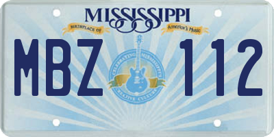 MS license plate MBZ112