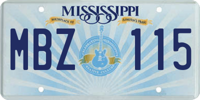 MS license plate MBZ115