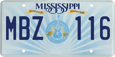 MS license plate MBZ116