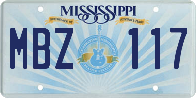 MS license plate MBZ117