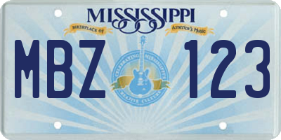 MS license plate MBZ123
