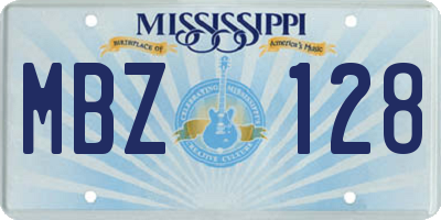 MS license plate MBZ128