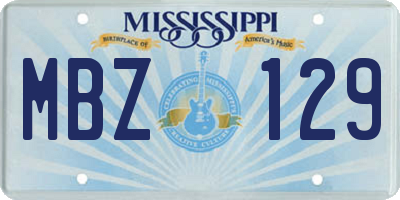 MS license plate MBZ129