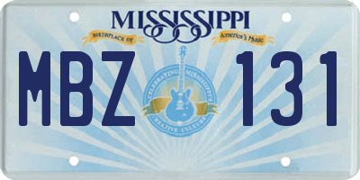 MS license plate MBZ131