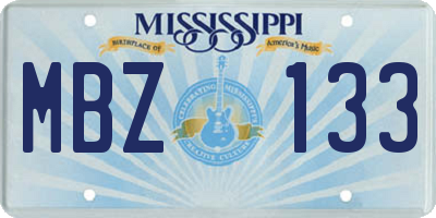 MS license plate MBZ133
