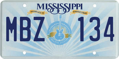 MS license plate MBZ134