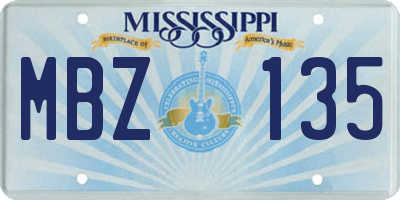 MS license plate MBZ135