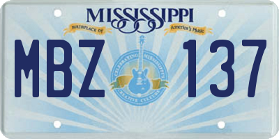 MS license plate MBZ137