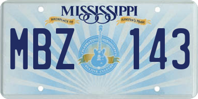 MS license plate MBZ143