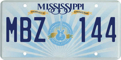 MS license plate MBZ144