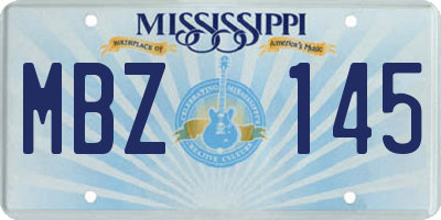 MS license plate MBZ145