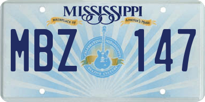 MS license plate MBZ147