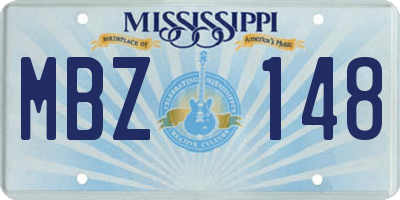 MS license plate MBZ148