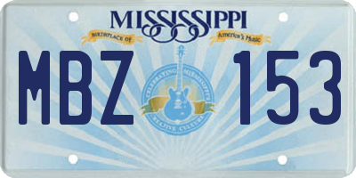 MS license plate MBZ153