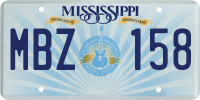 MS license plate MBZ158