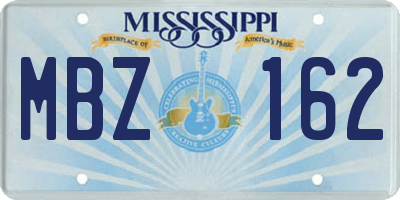 MS license plate MBZ162