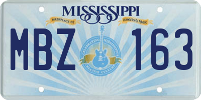 MS license plate MBZ163