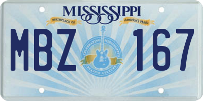 MS license plate MBZ167