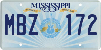 MS license plate MBZ172