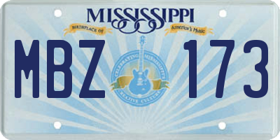 MS license plate MBZ173
