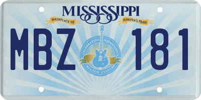 MS license plate MBZ181