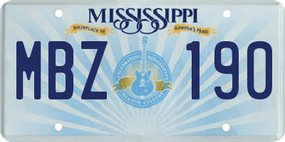 MS license plate MBZ190