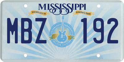 MS license plate MBZ192