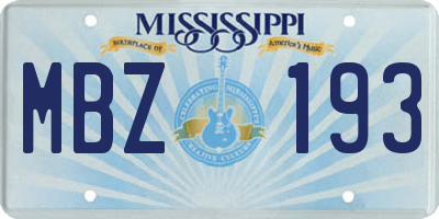 MS license plate MBZ193