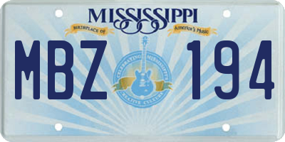 MS license plate MBZ194