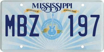 MS license plate MBZ197