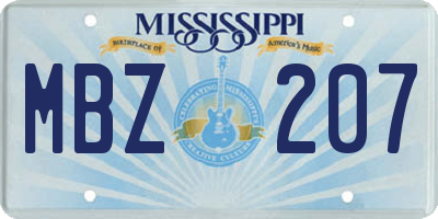 MS license plate MBZ207